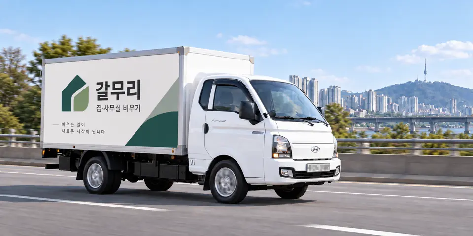 갈무리 작업 차량을 담은 그림 · 학의동 유품정리